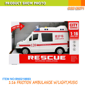 <span class=keywords><strong>Ambulance</strong></span> <span class=keywords><strong>jouet</strong></span> professionnelle à friction à l'échelle 1:16 avec lumières d'urgence réalistes, sirène et musique pour enfants - Product Image 2