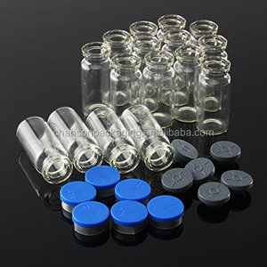 Flacon en verre transparent de 10 ml avec bouchon à clapet, capsules bleues en aluminium - Product Image 1