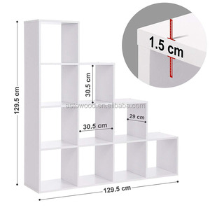 10 <strong>Cube</strong> <strong>Bookcase</strong> Storage <strong>Unit</strong>, <strong>Wooden</strong> Display Rack, Free Standing Shelf, Room Divider <strong>Step</strong> Rack, <strong>White</strong> - Product Image 6
