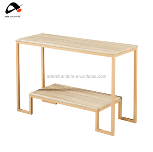 Mesa de lujo con diseño moderno y contemporáneo, consola superior de metal dorado y blanco, con cajón, vestíbulo, muebles - Product Image 4