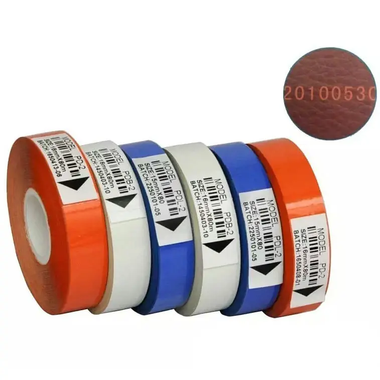 White Color Hot Stamping foil Ribbon for Leather Batch Number Printer/Leather PU coding marking foil