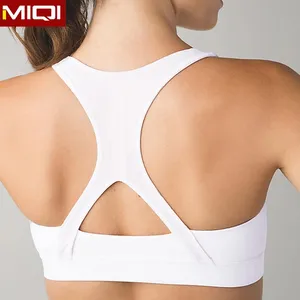 Venta al por mayor, medias personalizadas de fábrica Miqi, sujetador de Yoga en blanco para Fitness, Sujetador deportivo de compresión para mujer, lote grande
