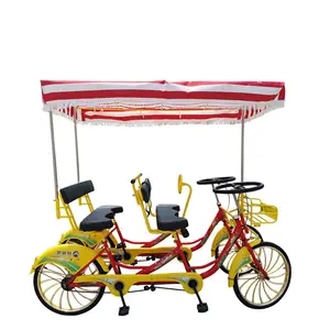 Family Fun Touring Pedaal 4 Wiel Fietsen 4 Persoon Surrey Fiets/Vierwieler/4 Persoon Tandem Fiets Voor Verhuur