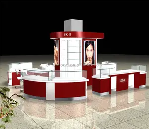 Profesyonel süpermarket kozmetik mağazası mobilya Kiosk vitrin makyaj malzemesi teşhiri sayacı iç tasarım