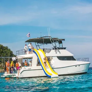 Piscine gonflable pour enfants, Yacht, bateau gonflable, toboggan d'eau de l'océan, Dock pour jeux de parc aquatique