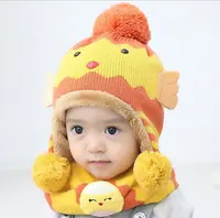 귀여운 뜨거운 아이들 아이 다채로운 모자 스카프 세트