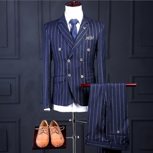 Traje de Novio a Rayas para Hombre, Talla Grande, Traje de Boda, Traje de Negocios, Traje de Padrino - Product Image 1