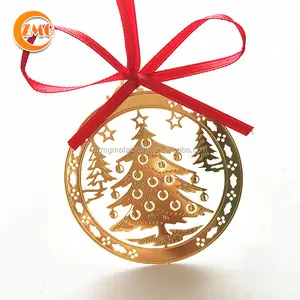 wholesale brass etching customized elegant christmas tree ornament