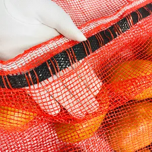 Disesuaikan 25kg/50kg plastik Drawstring sayuran tas jala PE PP tunggal ganda merajut pertanian bawang kentang penyimpanan