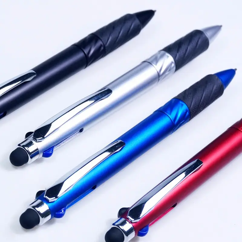 הנמכר ביותר סיטונאי 4 ב 1 רב צבע פונקציה מתנות כדור עט עם stylus