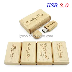 Memoria USB 3,0 de alta velocidad con logotipo del cliente, memoria USB de madera de arce + caja, pendrive de 4GB, 8GB, 16GB, 32GB, regalos