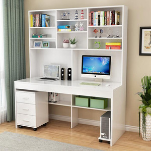 Modern <strong>White</strong> Color <strong>Bookcase</strong> Wooden with Study Table - Product Image 3