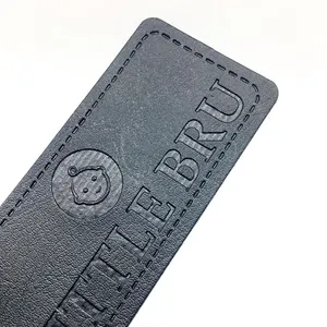 Personalized Leather Label Maker Leather Jean Patch Custom Heat Press Hot Stamp Printed Brand Name Logo PU Fake Leather Patches