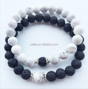 En gros Perle Bracelet de Lave Volcanique Pierre Blanc Bracelet - Product Image 1