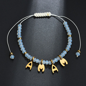<strong>MAMA</strong> Love Style Women Stainless Steel Plated 18k Gold Letters Charm Adjustable Fine <strong>Bracelet</strong> for Mother's Day Gift Jewellery - Product Image 2