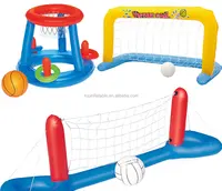Equipo de educación interactiva juego de niños deportes de agua juguetes inflables de PVC voleibol soporte conjunto con Red