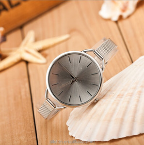 Montre à Quartz pour femmes, ceinture en maille, plaqué or, grand cadran fin, robe-bracelet de luxe, collection 2017 - Product Image 4