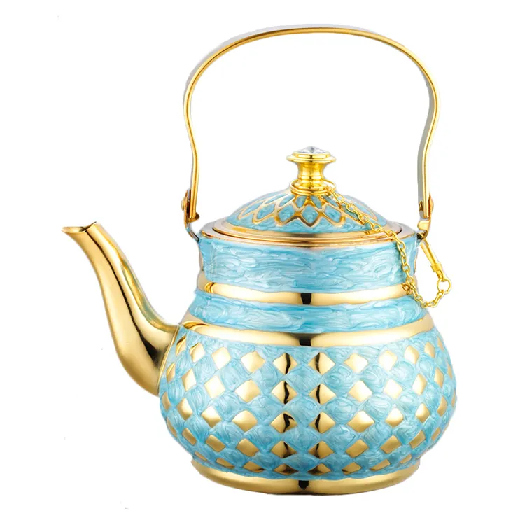 Handmade Painting Arabic Dallah Kettle High Quality Diamond Design Metal Coffee Tea Pot Stainless Steel for Home Water Use