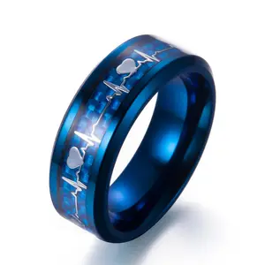 Mejor anillo de diseño personalizado de 8mm de espesor de fibra de carbono de silicona caja llena anillo de boda