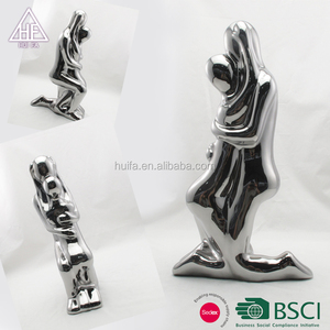 Décoration de mariage sculpture de couple <span class=keywords><strong>danseuse</strong></span> artisanale en céramique, galvanoplastie argentée - Product Image 5