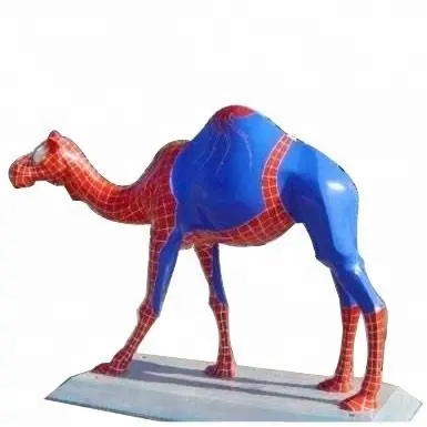 カスタマイズされた人気のモダンアートグラスファイバーラクダ像風景屋外装飾動物彫刻