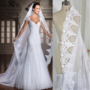 Morili New Style White Ivory 3 Meters <strong>Long</strong> Bridal Accessory One Layer Lace <strong>Wedding</strong> <strong>Veils</strong> with Comb MVA364 - Product Image 2