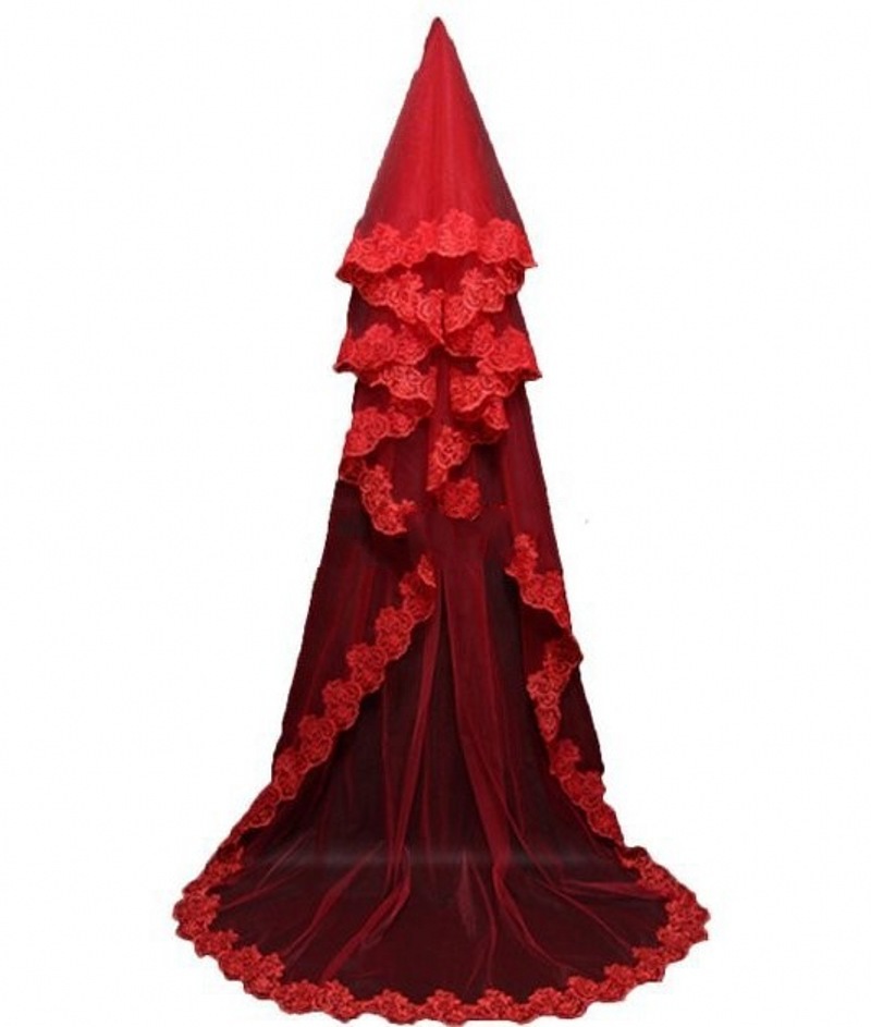 Verified Supplier White Red Wedding Veil Elegant Polyester, Single Layer |  Alibaba.com