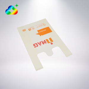 Logotipos personalizados Impressão Grande Tamanho Reutilizável Biodegradável Compostável <span class=keywords><strong>T</strong></span> Shirt Lidar Com Sacos De Compras De Plástico Para Mercearia Supermercado - Product Image 3