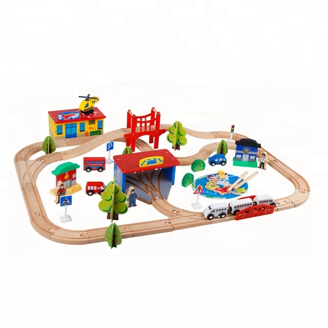 80 шт. деревянный трек для рыбалки в одном наборе, детская железная дорога, игрушечный поезд