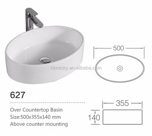 Lavabos ovalados de cerámica para baño, productos para el Reino Unido, lavabos de encimera - Product Image 4