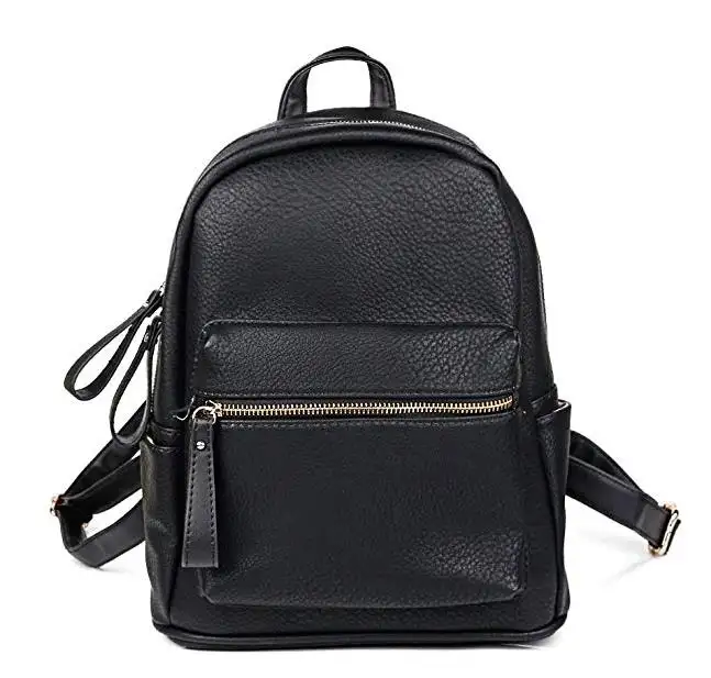 Women Backpack Purse PU Leather Simple Design Casual Daypack Fashion School Backpack for Girls Black