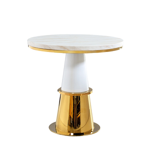 Custom Simple Modern Stainless Steel Frame Designer <strong>White</strong> Coffee <strong>Tables</strong> Furniture Round Marble <strong>End</strong> <strong>Table</strong> - Product Image 1