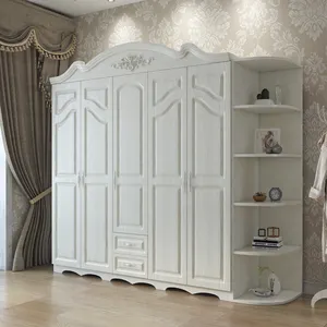 Personalização de plástico roupeiro porta de armário com gavetas 5 branco 2.0m quarto mdf roupeiro armário de armazenamento para casa