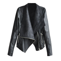 Pu Faux Leren Jas Vrouwen Zwarte Jas Korte Biker Zachte Motorjacks Vrouwelijke Y11282