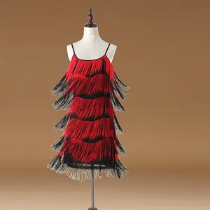 Vestido de baile latino con flecos para mujer, para salón de baile, Salsa, Samba, Rumba, Tango