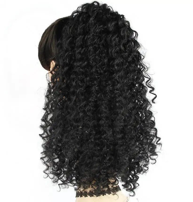 Groothandel Goedkope Afrikaanse Koord Paardenstaart Extensions, Afro Bladerdeeg Kinky Krullend Synthetisch Haar Trekkoord Paardenstaart Voor Zwarte Vrouw