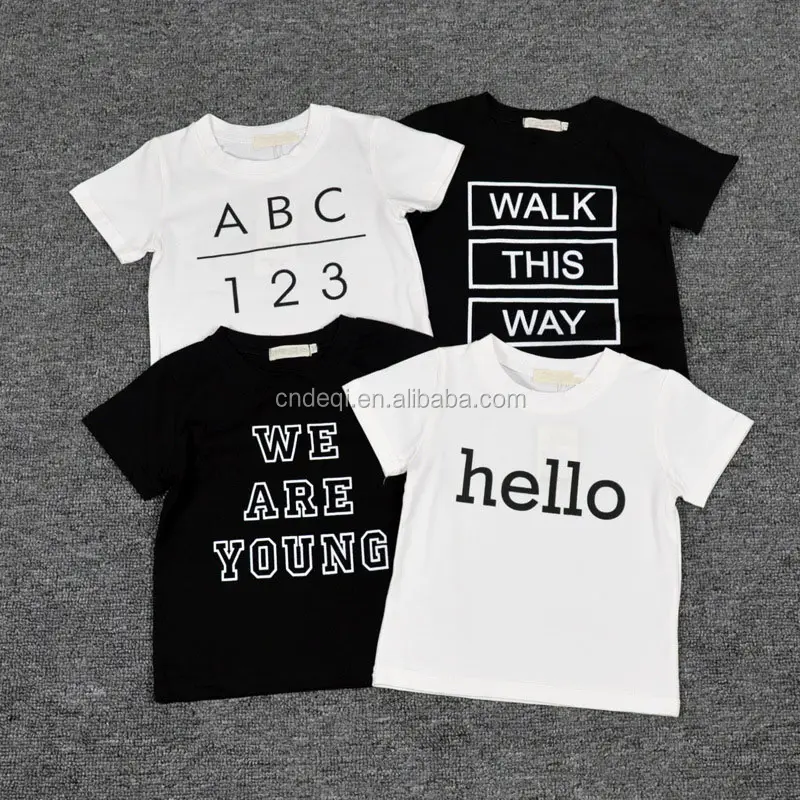 New Arrival Baby Words Print CottonT-シャツFashion Kids Boys Sports Short長袖T-shirt ChildrenのCool Summer Clothes