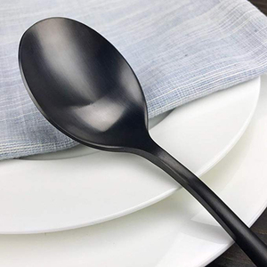 Vaisselle professionnelle en ligne Offre Spéciale couteau à Steak <span class=keywords><strong>fourchette</strong></span> et cuillère argenterie noire mate ustensiles en acier inoxydable - Product Image 5