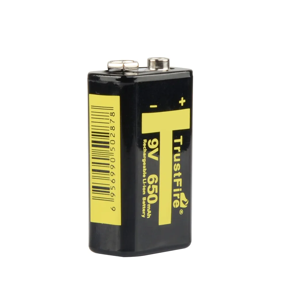 La batteria ricaricabile agli ioni di litio da 9v TrustFire 650mAh sostituisce la batteria alcalina