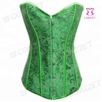 Corzzet Robe de soirée pour femme, jupe en satin brocart vert Cavanval, corset en maille, jupe de carnaval, robe de demoiselle d'honneur, vêtement simple de mariée