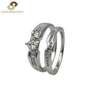 Juego de anillos de boda de promesa de regalo, anillo de matrimonio de plata 925 para parejas, anillos de compromiso de boda ligeros con cúbicos - Product Image 5
