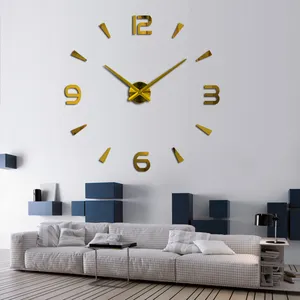 Reloj decorativo de pared para el hogar, pegatina de diseño moderno, 3D, sin marco, grande, bricolaje