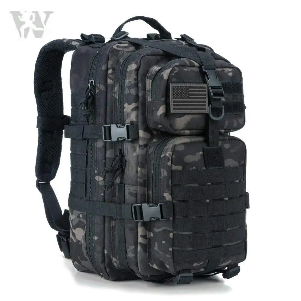 Sac camouflage noir CP Sport de plein air sac à dos étanche sac tactique 45 litres sac à dos sac de voyage Durable