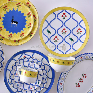 Assiettes florales en <span class=keywords><strong>porcelaine</strong></span> d'hôtel assiettes élégantes à fleurs de 8 pouces pour mariage - Product Image 6