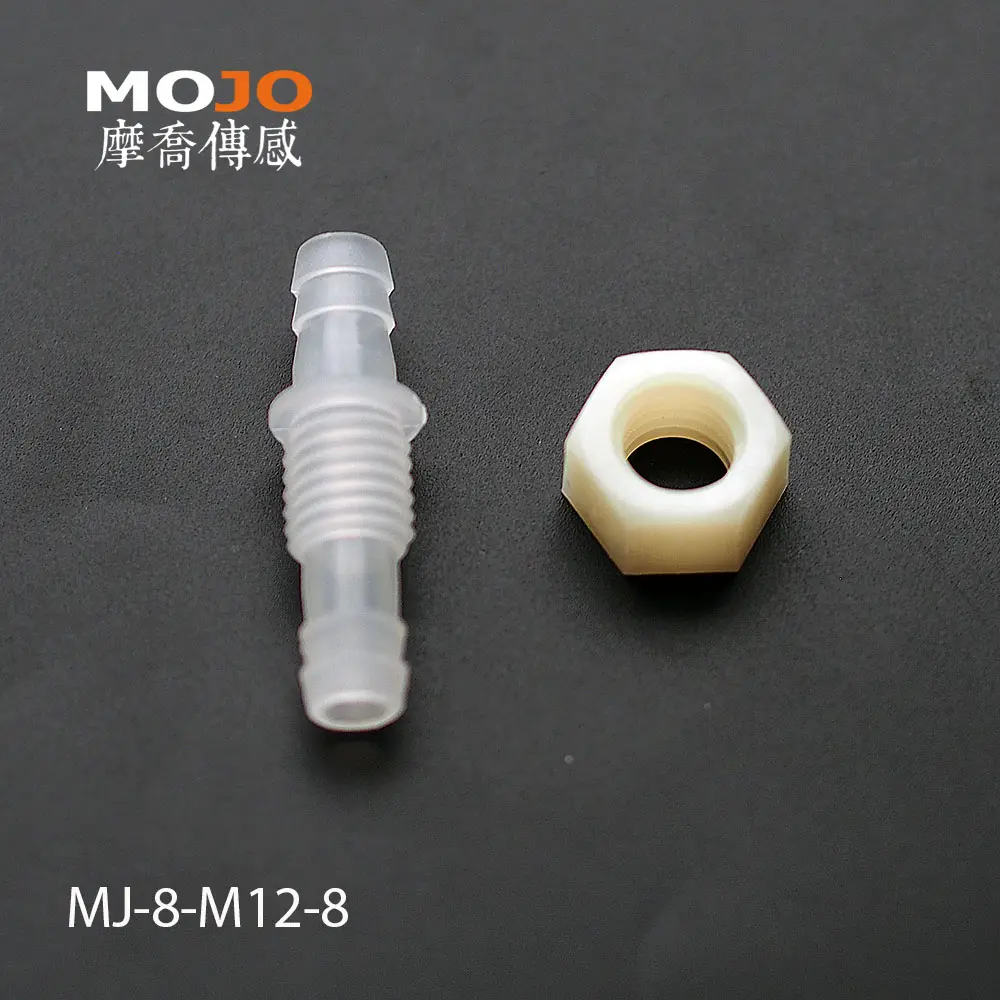 MJ-8-M12-8 (Avec Écrous) Barb 8mm Moyen OD: M12 tuyau d'eau cloison Tuyau adaptateur de tuyau