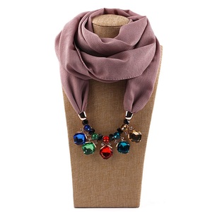 Plain Color Necklace Muslim Hijab <strong>Scarf</strong> <strong>Infinity</strong> Chiffon Pendant Jewelry <strong>Scarf</strong> for Ladies - Product Image 3