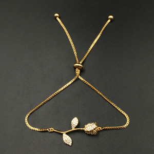 Echsio Rose Metal Circonita pulsera ajustable CZ Flor Pulsera para mujer Joyas oro blanco de plomo y níquel libre sl896 - Product Image 1
