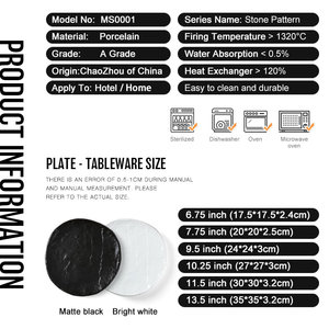 Set di Piatti e Vassoi in <span class=keywords><strong>Ceramica</strong></span> per Servire, Vendita Diretta dalla Fabbrica, Piatti per Sushi in Porcellana Bianca e Nera con Texture Effetto Pietra - Product Image 6