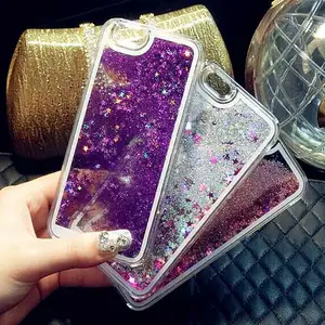 Case dinâmica com glitter líquido e estrela, capinha para samsung galaxy s7 edge s6 edge note 5 s5 a5, iphone 6 6s plus 5c 4S