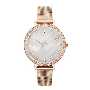 Montre à <span class=keywords><strong>Quartz</strong></span> pour femmes à la mode finition or Rose étanche nouveau Design Sport Simple montre-bracelet en acier inoxydable bande 5mm boîtier - Product Image 4